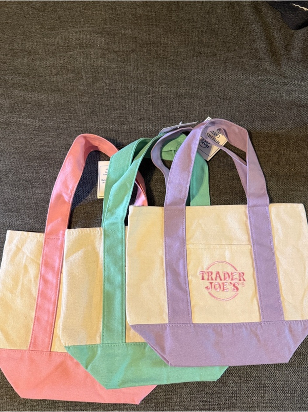 Trader Joe's Canvas Tote Bag in Lavender & Cream